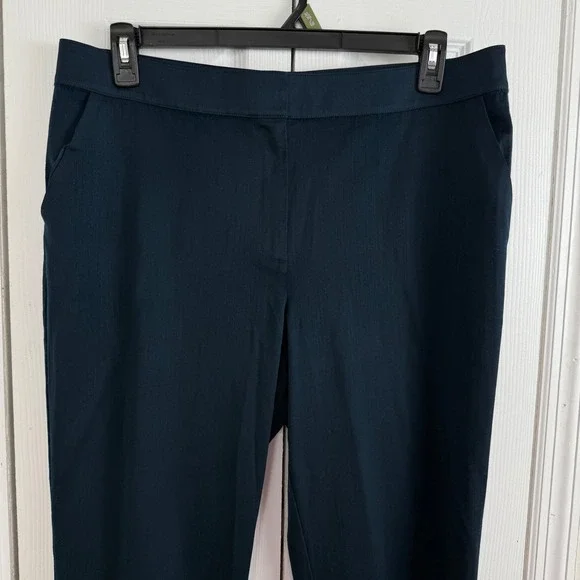 ST. JOHN Women's Size 14 Navy Blue Wool Blend Straight Leg Dress Pants Career - Picture 4 of 12